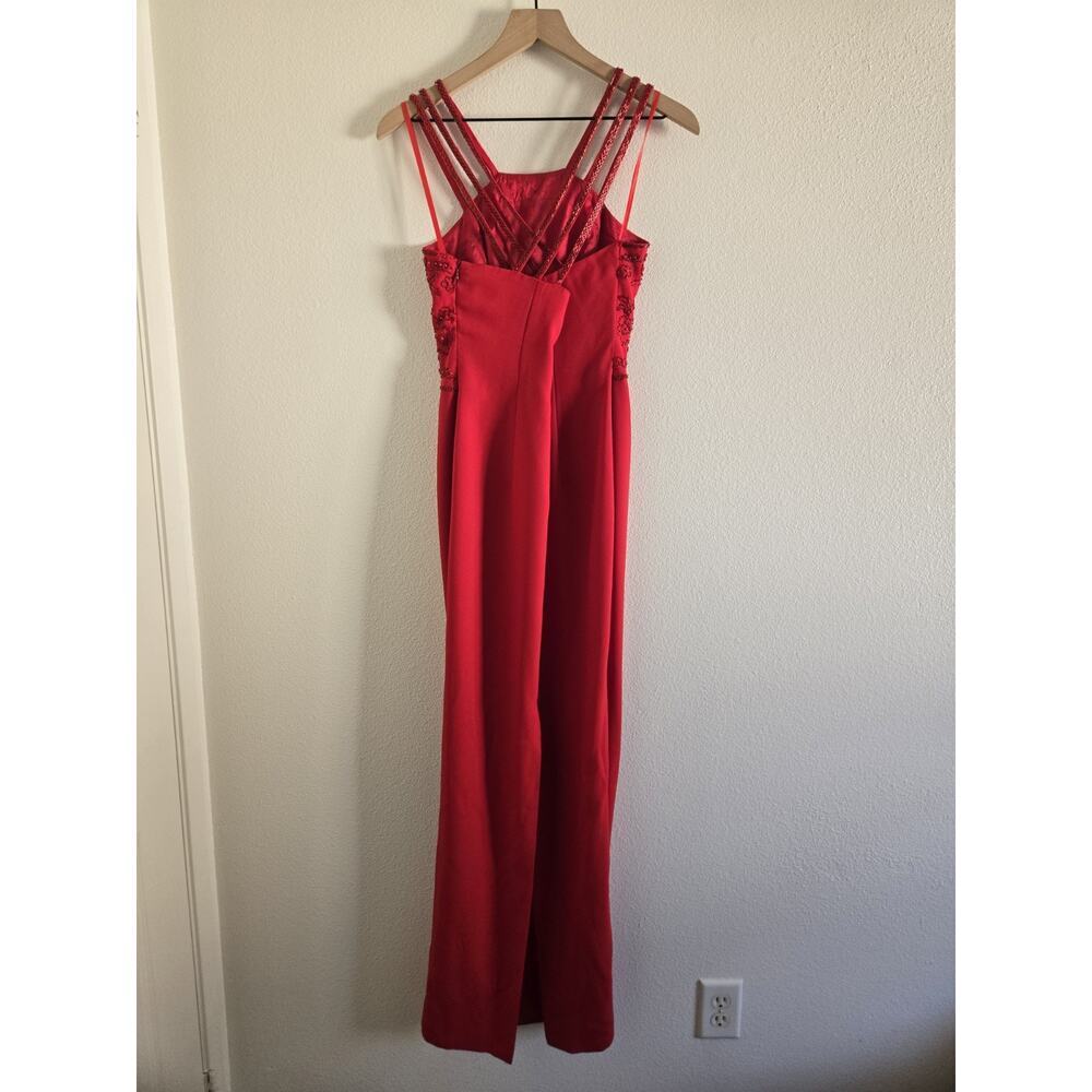 Vtg Y2k Pinky & Me Red Beaded Formal Evening Gown Prom Siren Pageant Glam Size 8 - Picture 5 of 12